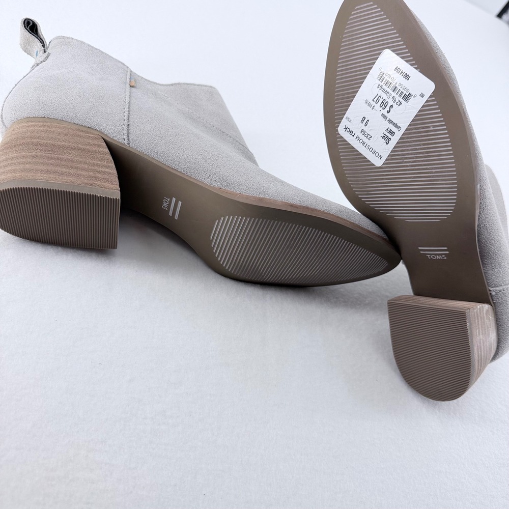 TOMS Suede Ankle Boots Women Size 9 Gray Block Heel Brand New - Picture 4 of 8